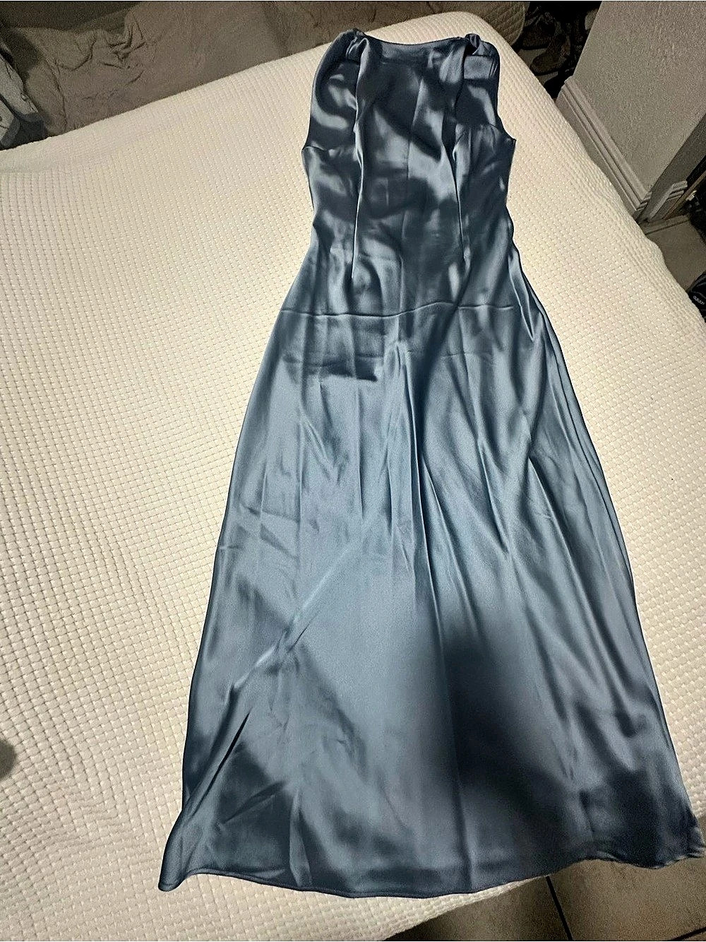 Zara ZW Collection Draped Satin Dress Blue